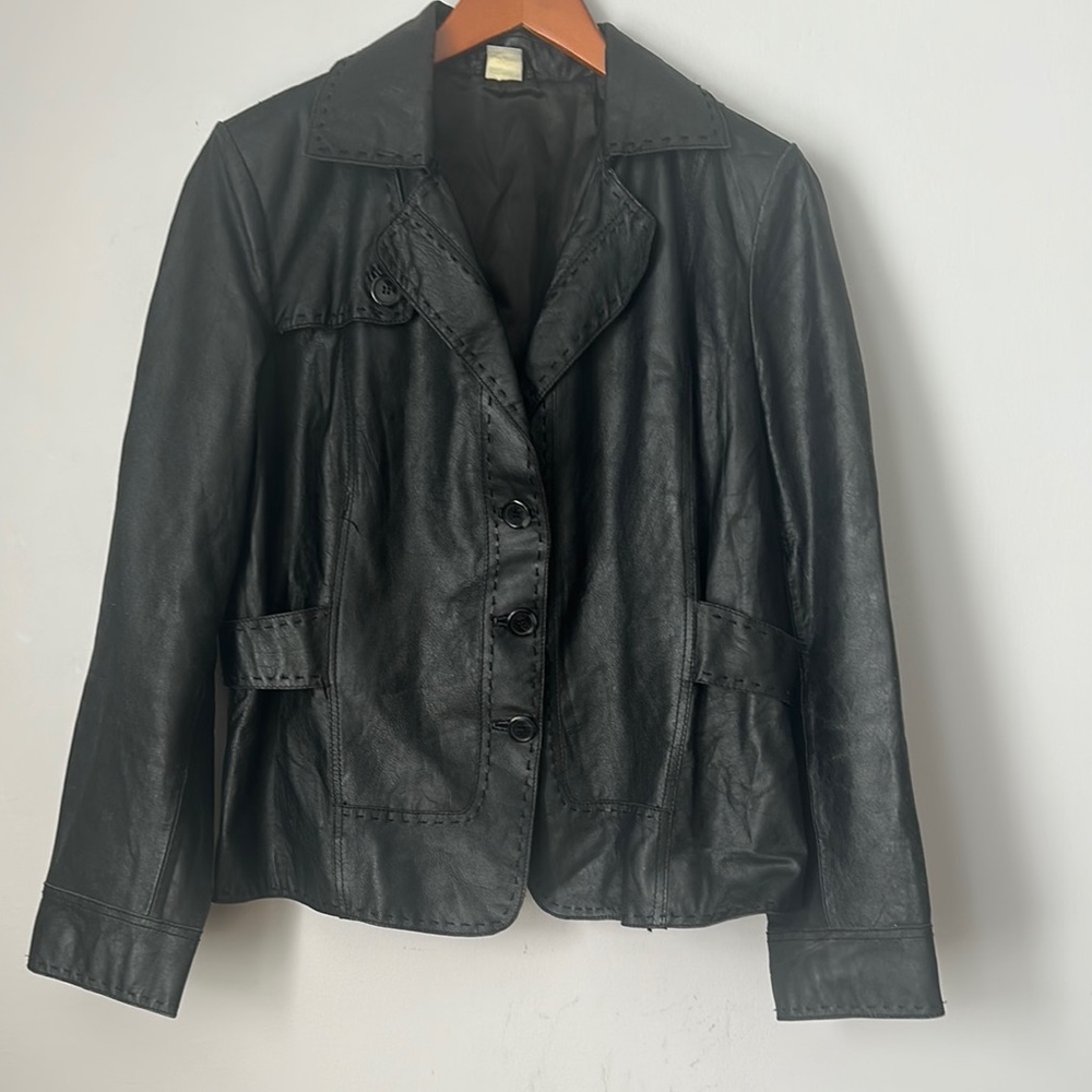Classic Black Leather Jacket size 46